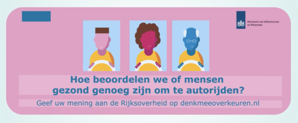 Good news, you can contribute again! What should the medical examination for driving licenses look like? Yesterday a consultation went live in which you are asked that question. All Dutch citizens can participate. Make sure to give your advice.