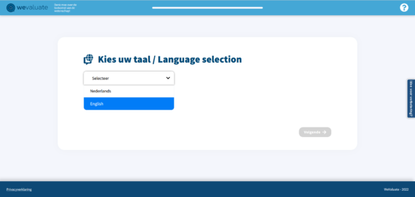 Afbeelding van waar je de taal kunt kiezen tijdens een raadpleging.
